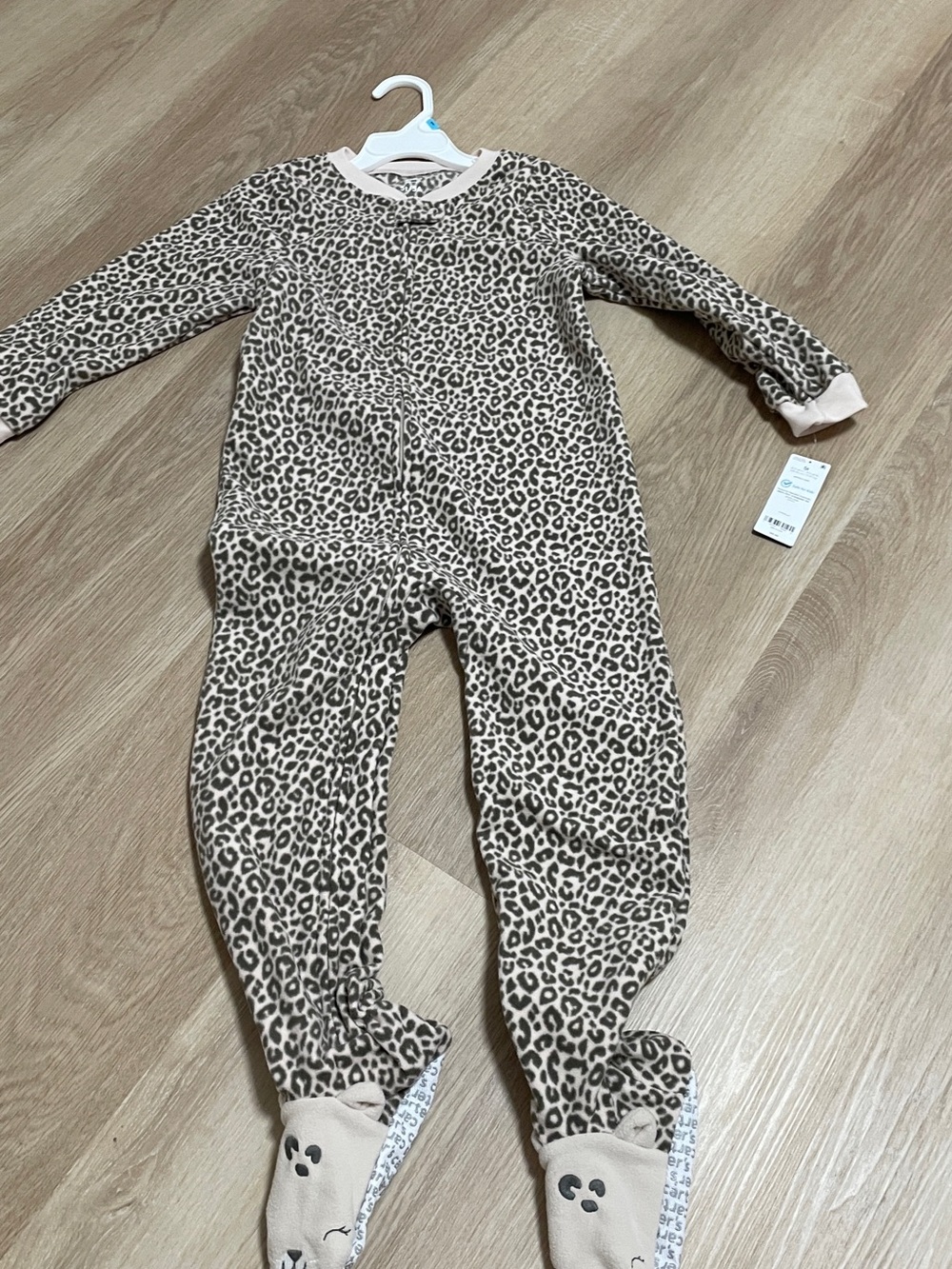 Carter's Leopard Print Footed Pajamas in Beige and Brown